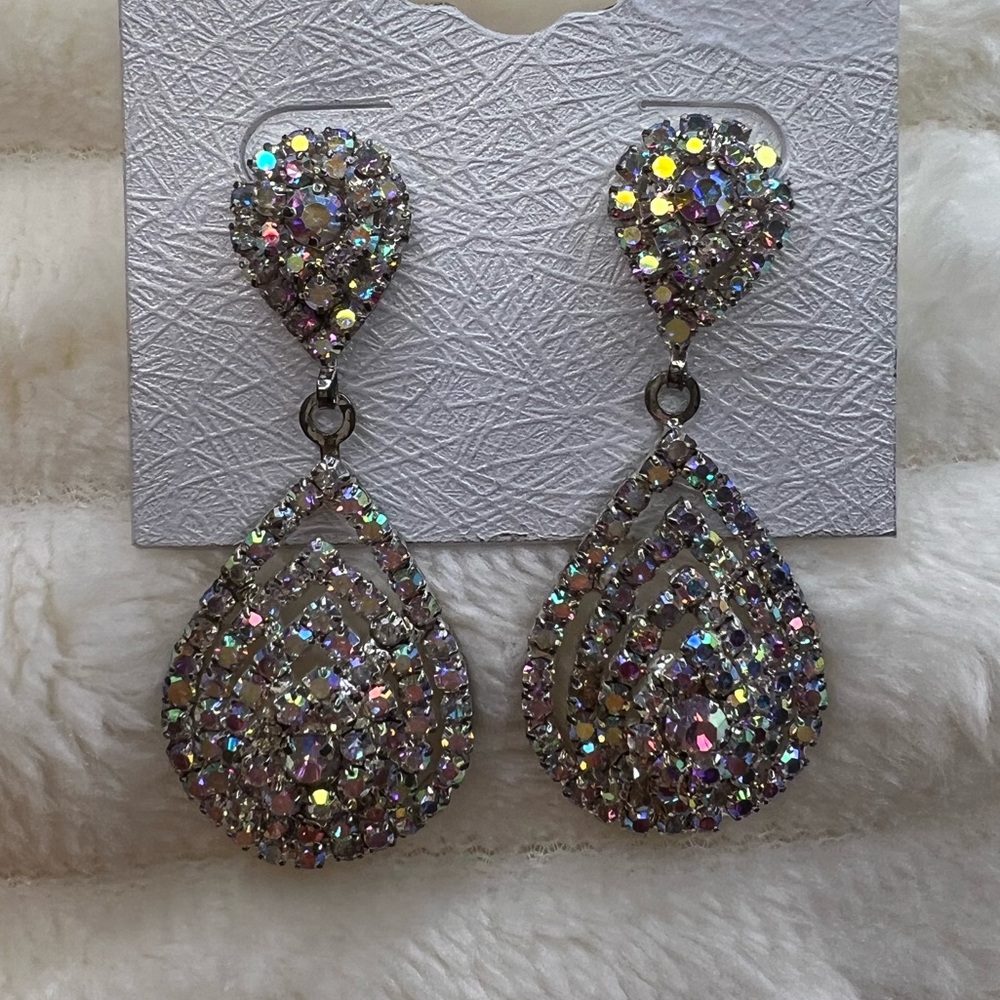 Silver and AB Crystal Earrings NWT